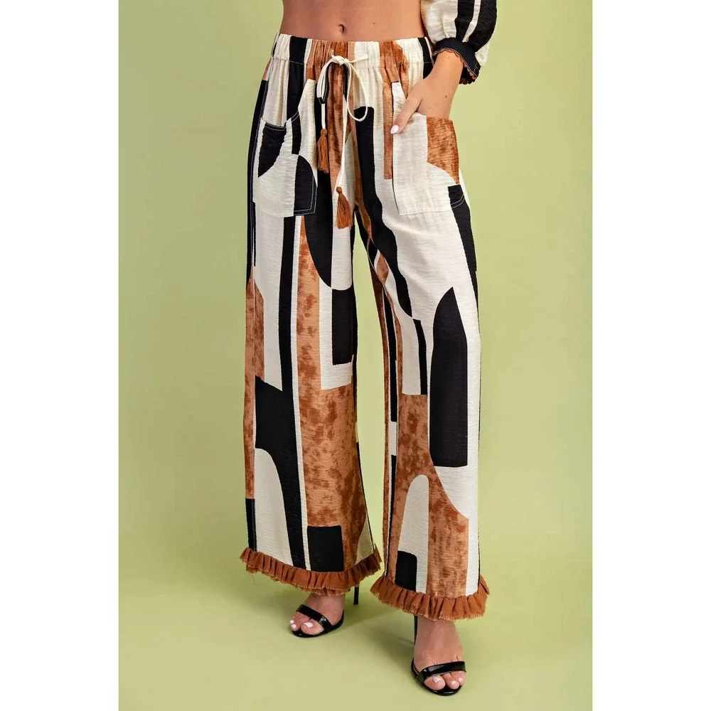 TE1502 TPEMX Gigio Abstract Print Relaxed Fit Pants Various Sizes